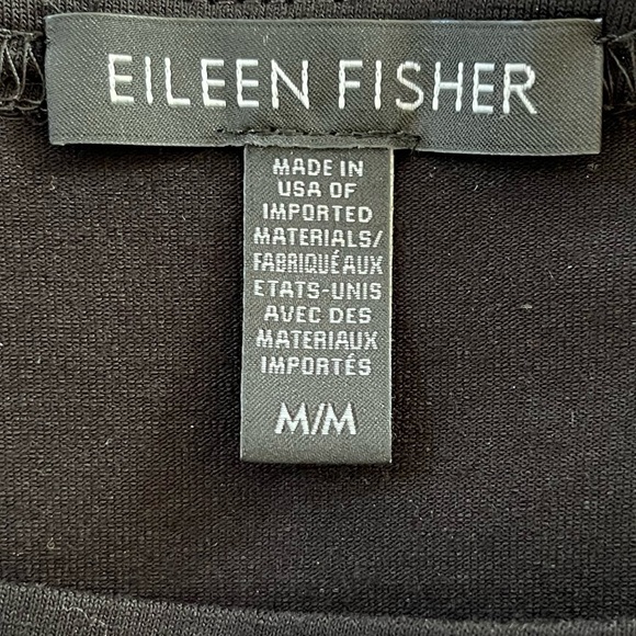 Eileen Fisher Black Jersey Knit Long Sleeve Shift Dress size M Minimalist - Picture 9 of 14